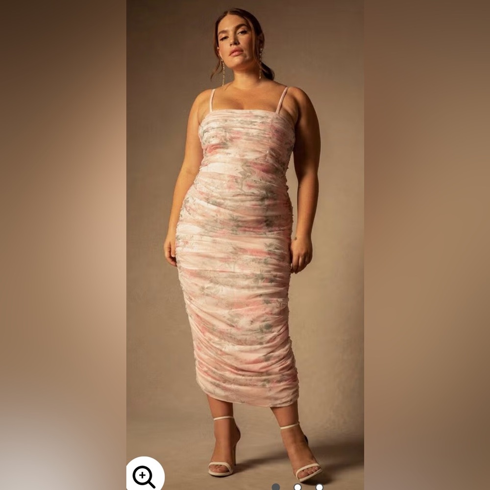 NWT Elegant Pink Ruched Dress